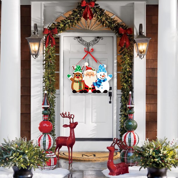 Adornos navideños, adornos navideños para interiores y exteriores, letreros navideños colgantes, adornos navideños para puertas, adornos navideños de invierno para fiestas en casa, letreros decorativo