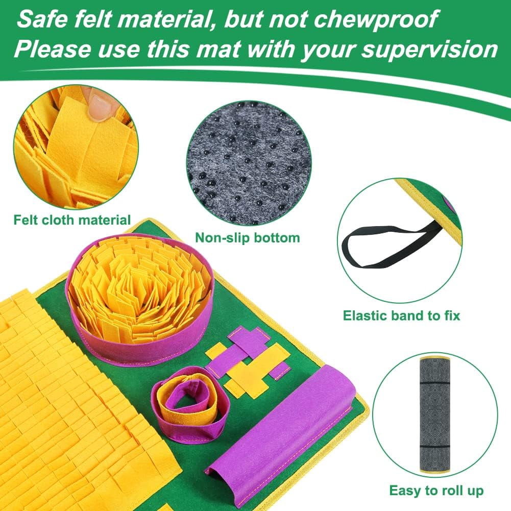 General Snuffle Mat for Dogs, Interactive Dog Puzzle Toys for Boredom and Mental Stimulation, Sniff Mat Helps Puppy and Cats Slow Eating and Keep Busy