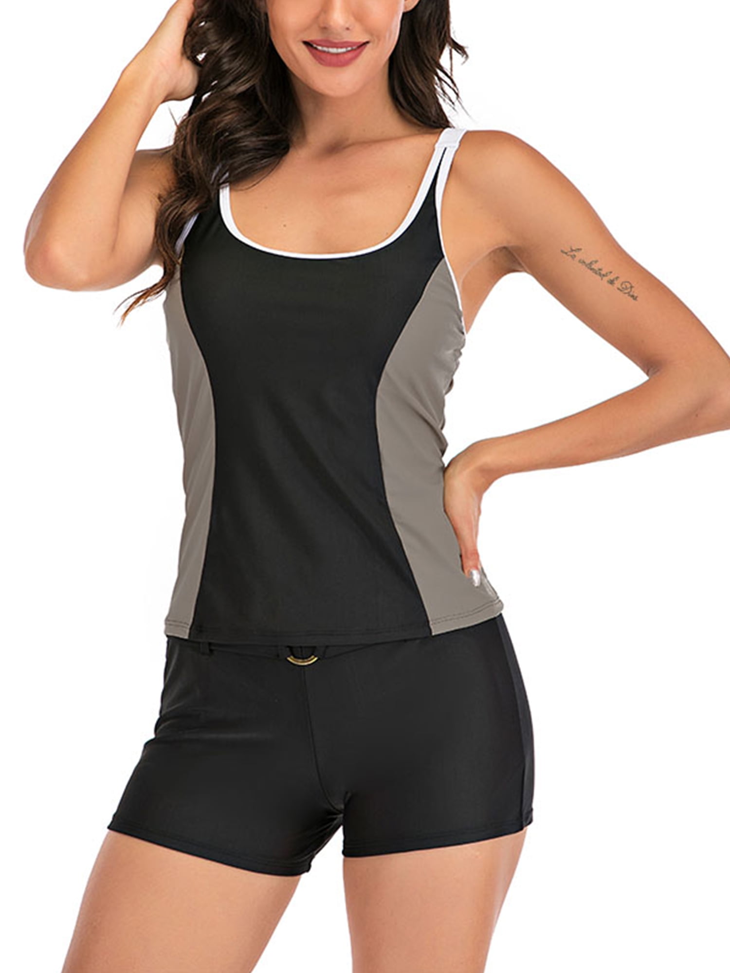 MidTen Ladies Juniors Swimuit Womens Plus Size Tankini Set Swimwear