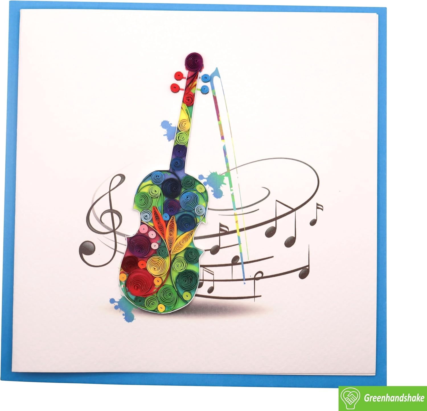Artistic Violin, Quilling Card 3D - Unique Dedicated Handmade, Design Greeting for Birthday, Valentine's Day, Mothers Spring, Fathers Graduation, Wedding, Anniversary, Thank You, Get Well, All