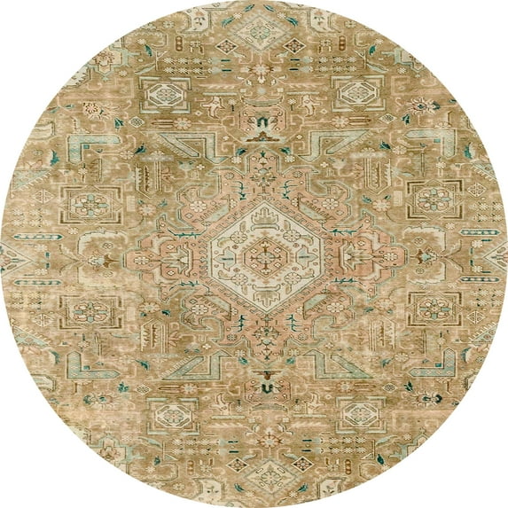 Ahgly Company Indoor Round Abstract Bronze Brown Abstract Area Rugs, 4' Round