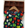 thumbnail image 5 of Guzomy Kids Girl Casual Sundress, 18-24M Kids Girl Flutter Sleeve Watermelon Heart Print Multicolor Breathable Summer Daily Dress, 5 of 7
