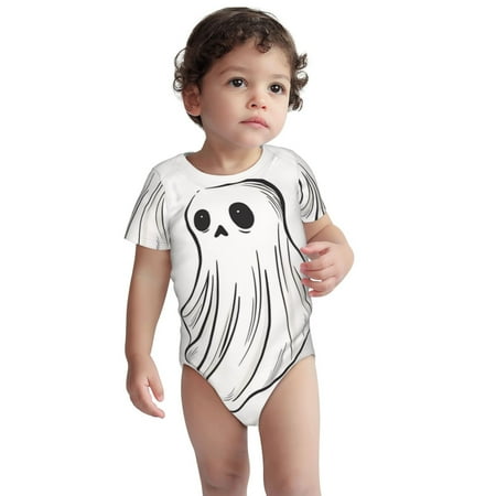 

Kdxio Cute Ghost Simple Drawing Pattern Unisex Baby Cotton Short Sleeve Bodysuits-12 Months