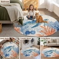 thumbnail image 6 of Sea Corals Turtle Round Living Room Rugs 7 ft, Summer Beach Sea Stars Linen Texture Washable Area Rug with Non-Slip Sturdy Edge Binding Round Carpet for Kitchen Office Bedroom, 6 of 9