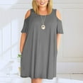thumbnail image 2 of qILAKOG Summer Plus Size Dresses for Women Beach Solid Color T Shirts Sundress Short Sleeve Off Shoulder Casual Loose Tank Dress Women's Summer Crewneck Swing Sundress Fit & Flare Flowy Maxi Dress, 2 of 5