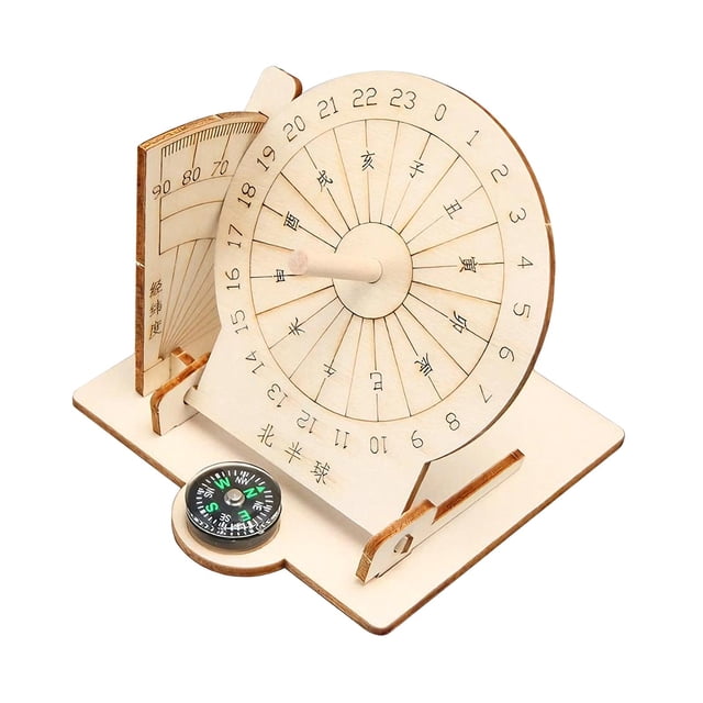 Siruishop Wood Sundial Clock Model DIY Assembly Ancient Timer Educational Toy Learning Toy