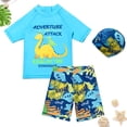thumbnail image 2 of vigerkar Boys Rash Guard Swim Set with Swim Trunks Bathing Suit Short Sleeve Swim Shirt with Swim CapQuick Dry Swimsuit Size 2-14 Years Boys (Mint Green, 9-10 Years), 2 of 9