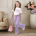 thumbnail image 2 of LRen Toddler Summer Clothes Girls 6t Cute Print T Shirt and Shorts and Wide Pants Set Crewneck Soft Shorts Set 2 Piece Outfit Back To School Clothes, 2 of 5