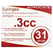 Advocate .33cc Single-Use Insulin Syringes, 31 gauge, 10 pack, 100 count