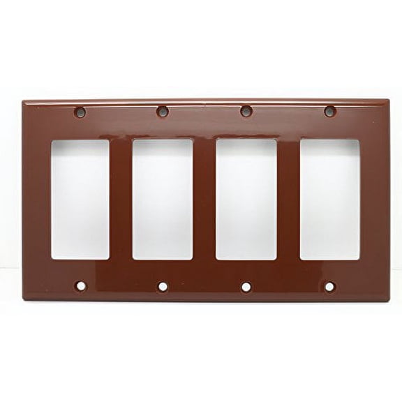 RiteAV Blank Wall Plate for Keystone Jacks - Ivory 4 Gang Decorative