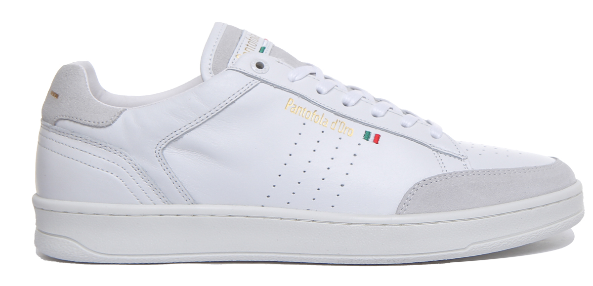 Pantofola D'Oro Caltaro Low Men's Low Top Lace Up Casual Leather Sneakers  In White Size 11.5