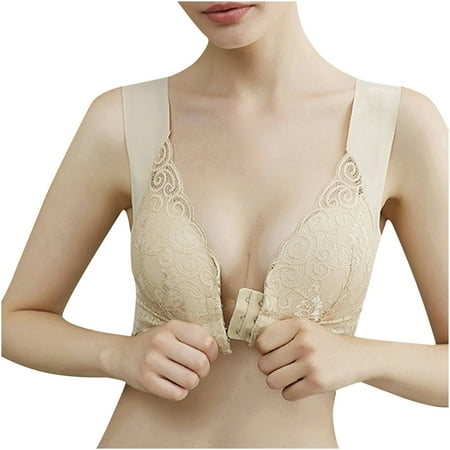 gakvbuo Clearance Items All 2022!Plus Size Bras For Woman Post-Surgery Bra Full Coverage No Underwire Bra Seamless Push Up Bra Underwear Wireless Bralette Minimizer Lace Bra