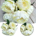 thumbnail image 2 of Clearance! Shiogb, Peony Artificial Flower Champagne, Flowers Vintage Artificial Flower Long Stem Weather 5 Heads Wedding Bouquet Peony Faux Silk Flower Home Decor Rose Red, 2 of 9