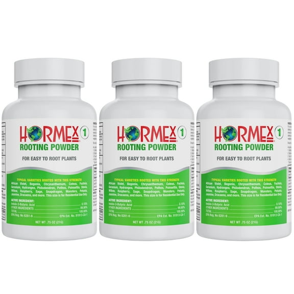 Hormex Rooting Powder #1 - Root Hormone & Stimulator for Delicate Plant Cuttings Propagation, 3 Pack