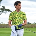 thumbnail image 5 of Balery Kiwi and Avocado Printed Men’s Short Sleeve Polo Shirt, Midweight Men's Shirt,Golf Polo shirts -Large, 5 of 8