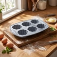 thumbnail image 4 of Flower Shape Silicone Baking Mold, 6 Cavity 12X8 Inch Grey Silicone Muffin Pan, Non-Stick Grade Baking Supplies for Homemade Cupcakes, Pastries and Dessert Making, 4 of 6