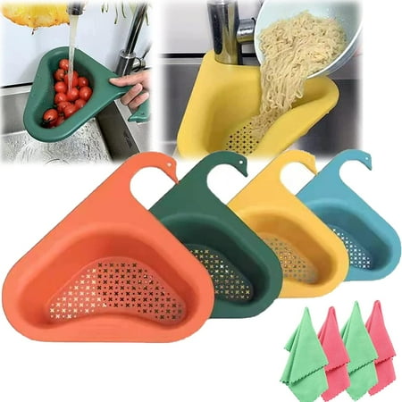 

2pcs Swan Drain Basket Sink Swan Shape Sink Basket Triangular Sink Drain Shelf Kitchen Sink Strainer Basket Multipurpose Drain Basket Sink Swan Strainer Hangs on Faucet Fits All Sinks