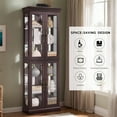 thumbnail image 3 of Eyisean 71" Lighted Curio Cabinet, Glass Display Cage with 6 Adjustable Shelves, Tempered Glass Doors, Light Bulb Included, Wine Bar Cabinet for Living Room Liquor Storage, 3 of 12