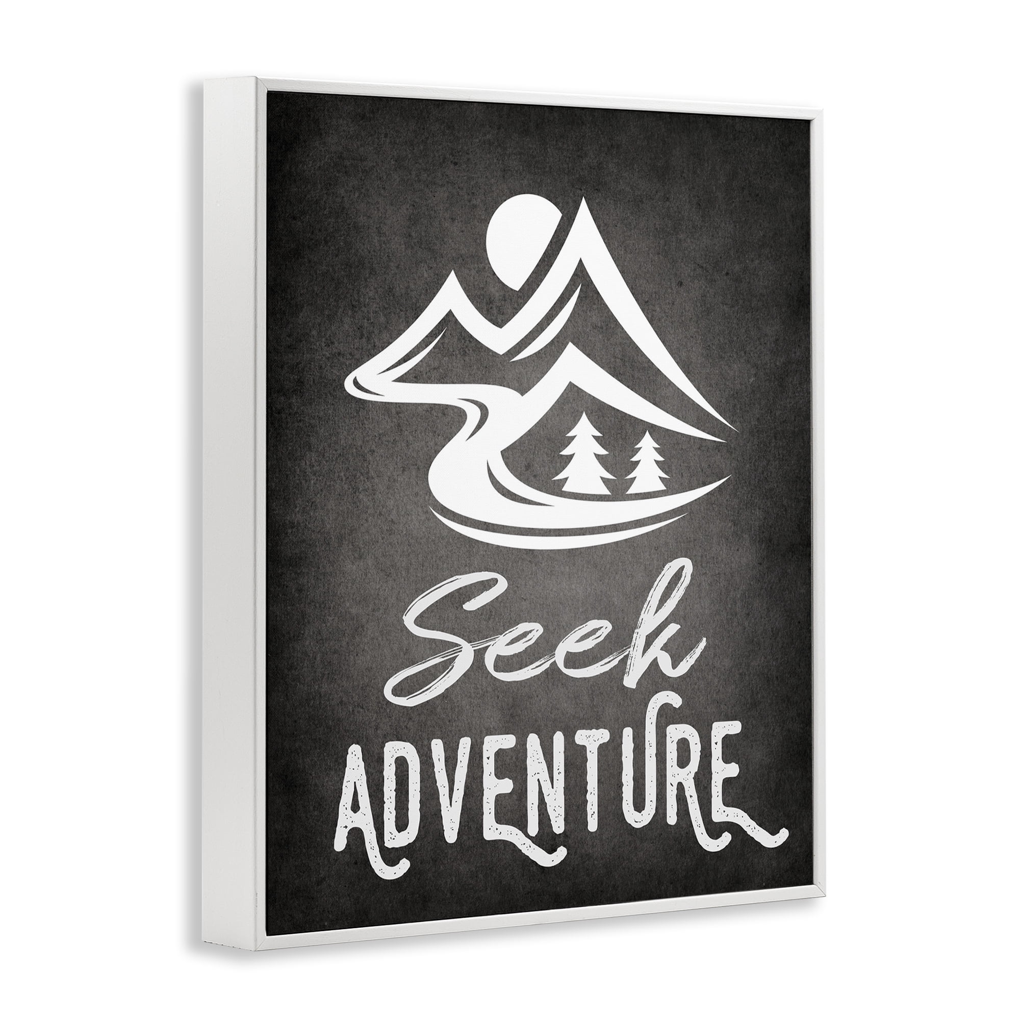 Stupell Industries Seek Adventure Phrase Typography Painting White Framed Art Print Wall Art, 11 x 14