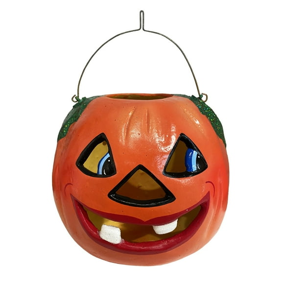 Alexander Taron 7" Schaller Jack-O-Lantern Bucket Paper Mache Halloween Candy Container with Handle