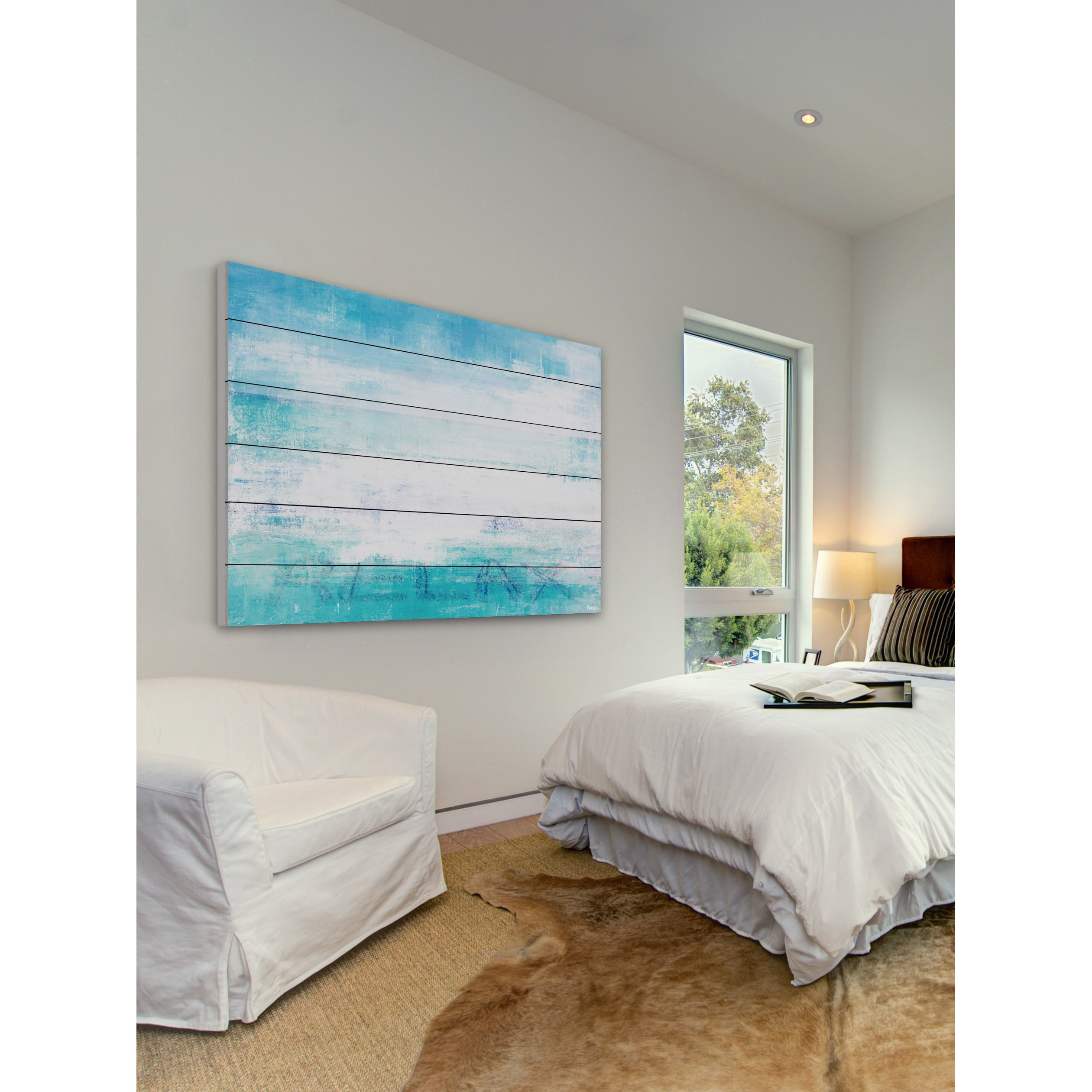 "Relaxation" Painting Print on White Wood