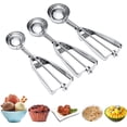 thumbnail image 1 of Cookie Scoop, Ice Cream Scoop, Cookie Scoops for Baking Set of 3 with Cookie Dough Scoop, 3Pcs Cookie Scooper for Baking, Stainless Steel Cookie Scoop Set, Ice Cream Scooper with Trigger Release, 1 of 5
