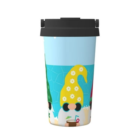 

Pofeuu Gnomes On The Beach Print Coffee Mug Iced Coffee Tumbler Cup Double Wall Vacuum Leak-Proof Thermos Mug CoffeeThermos Travel Mug