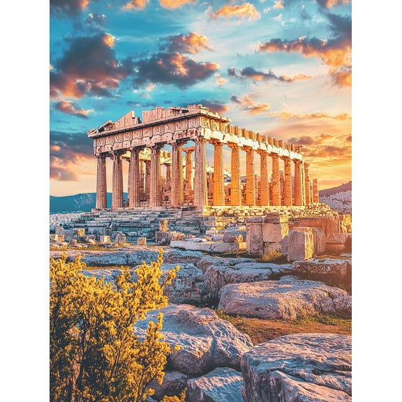 Athens Parthenon Sunset Canvas Print/Wall Art, Perfect for Living Room,Office, Gallery Wall, and Hotel Decor