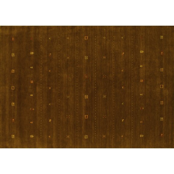 Ahgly Company Machine Washable Indoor Rectangle Abstract Yellow Contemporary Area Rugs, 5' x 7'