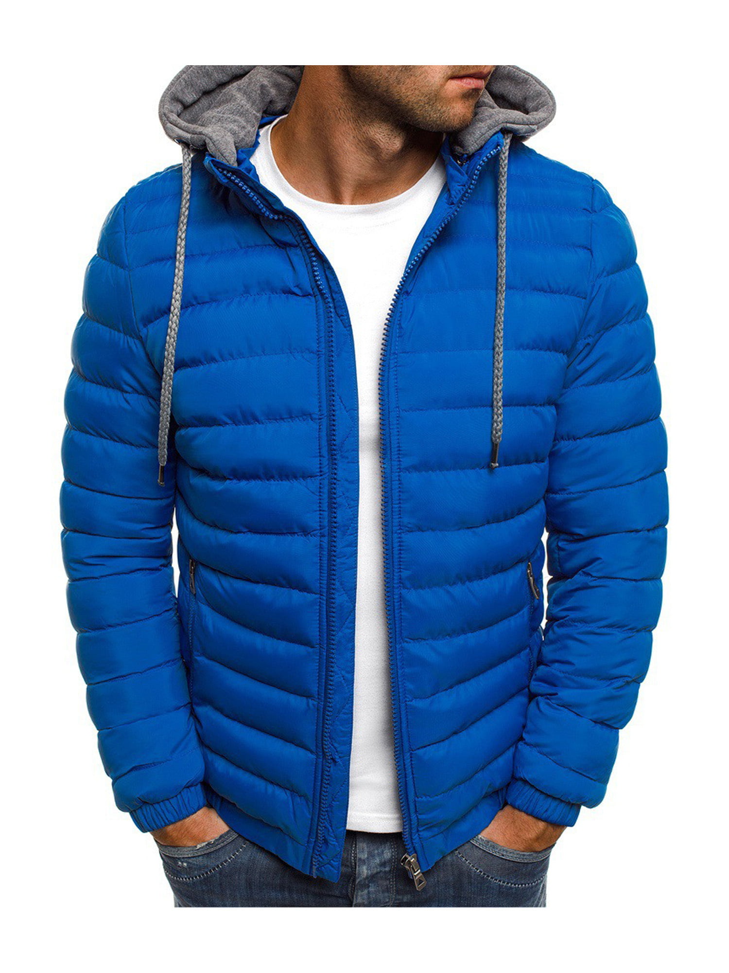 Men's Puffer Bubble Down Coat Quilted Padded Winter Warm Jacket Hooded Outwear