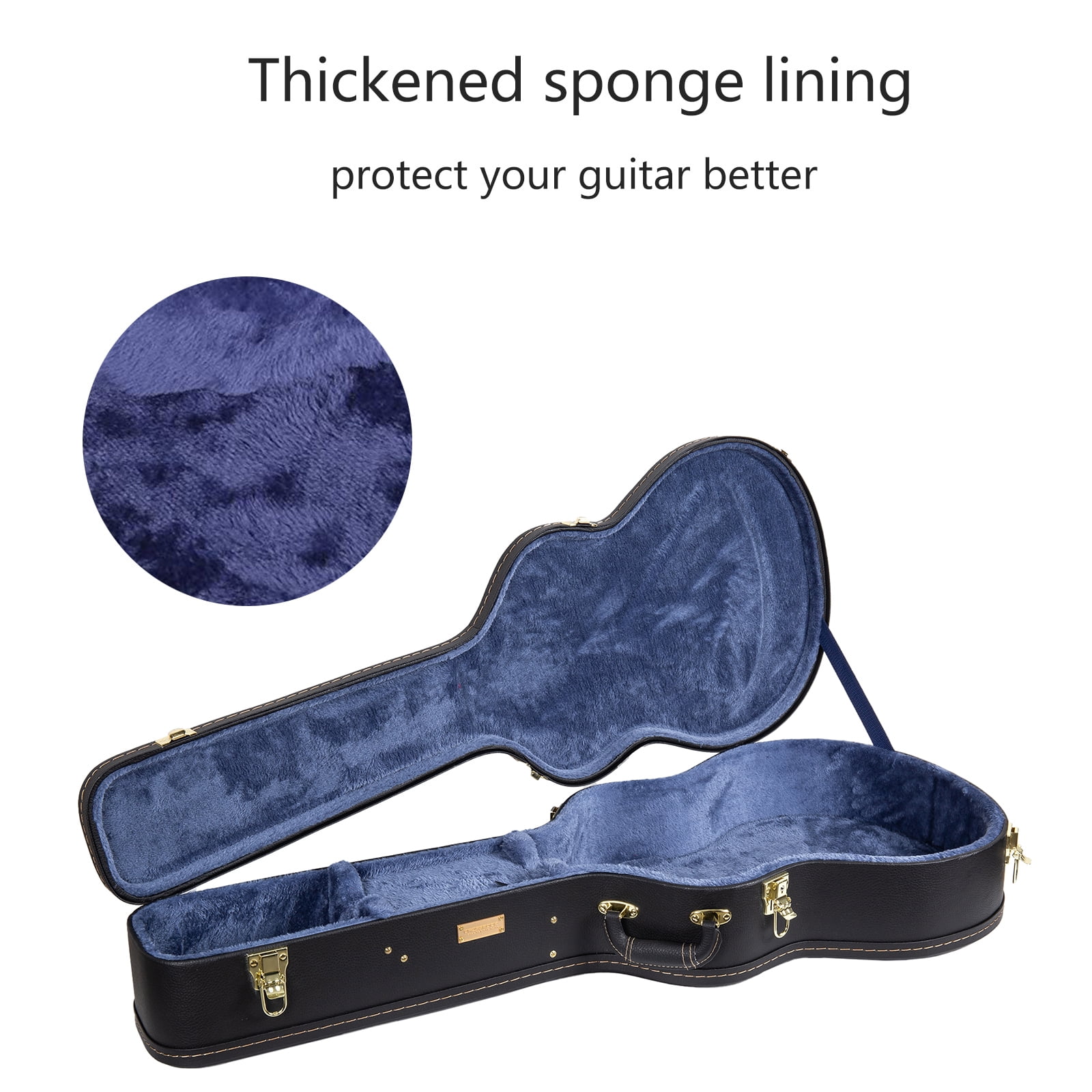 Crossrock Hard-Shell Wooden Case-Fits 12-Frets 000/OM Classical Nylon String Acoustic Guitars-Stainless Steel Latches, Sponge Lining, Metal Feet, Storage Space-Black (CRW620-00012BK)