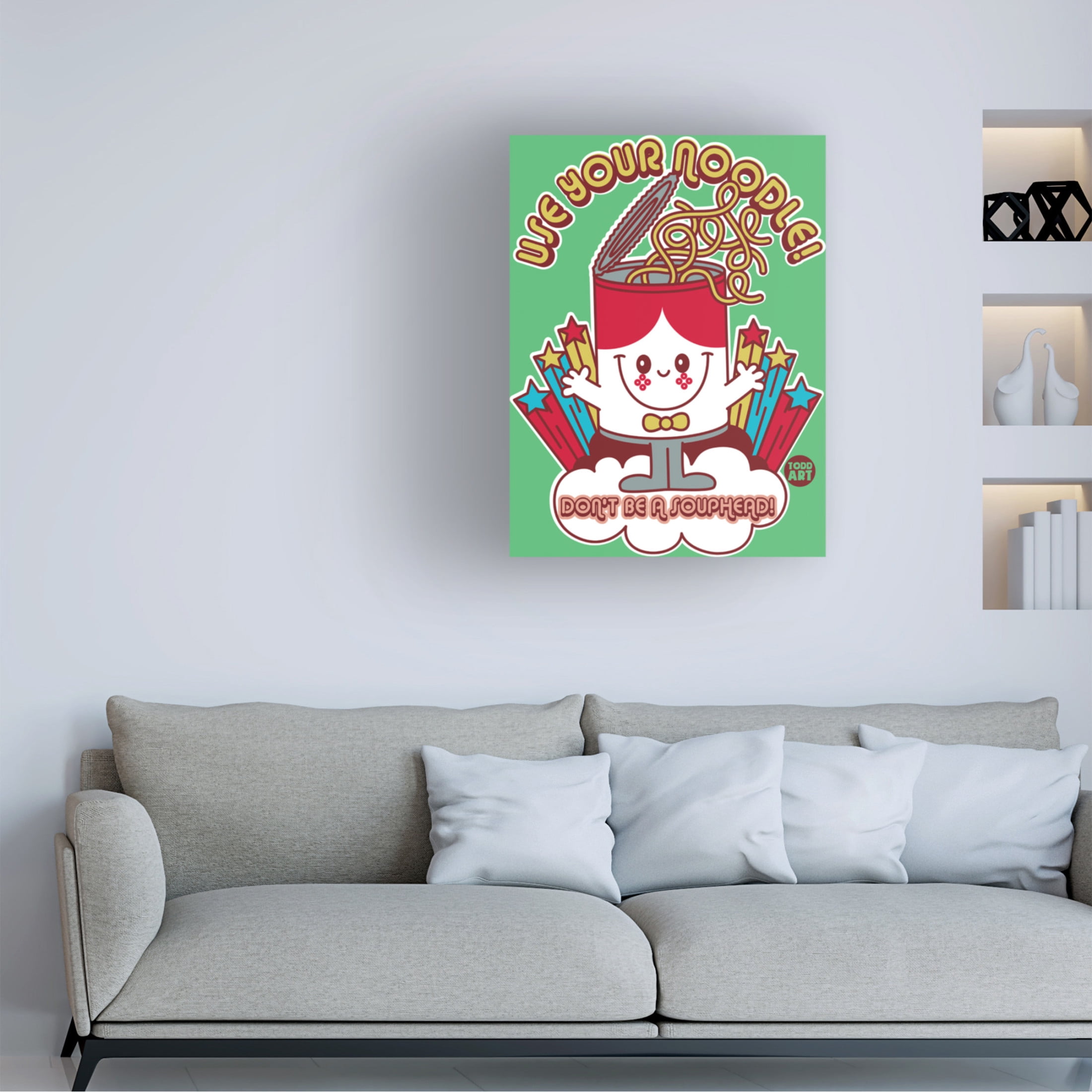 Canvas Wall Art - toddart 'Funshine Noodle Soup' Wall Art for Living Room, Bedroom, or Office Décor by Trademark Fine Art - 18 x 24 Inches