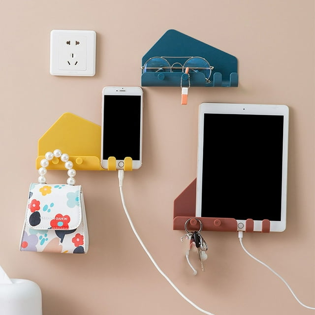 XWSHYW Ganchos para Adornos So Porte para Teléfono Móvil con Carga Pared y Ganchos para Colgar La Tableta