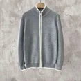 thumbnail image 4 of Suéter de punto para hombre, con cuello y cremallera, ropa para hombre, cárdigan con cremallera empalmada, sudadera negra, réplica informal de alta calidad TX, 4 of 5
