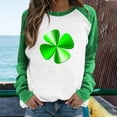 thumbnail image 2 of BLVB St Patricks Day Sweatshirt Women Long Sleeve Shamrock St. Patricks Shirts Tees Crewneck Raglan Vacation Tops, 2 of 4