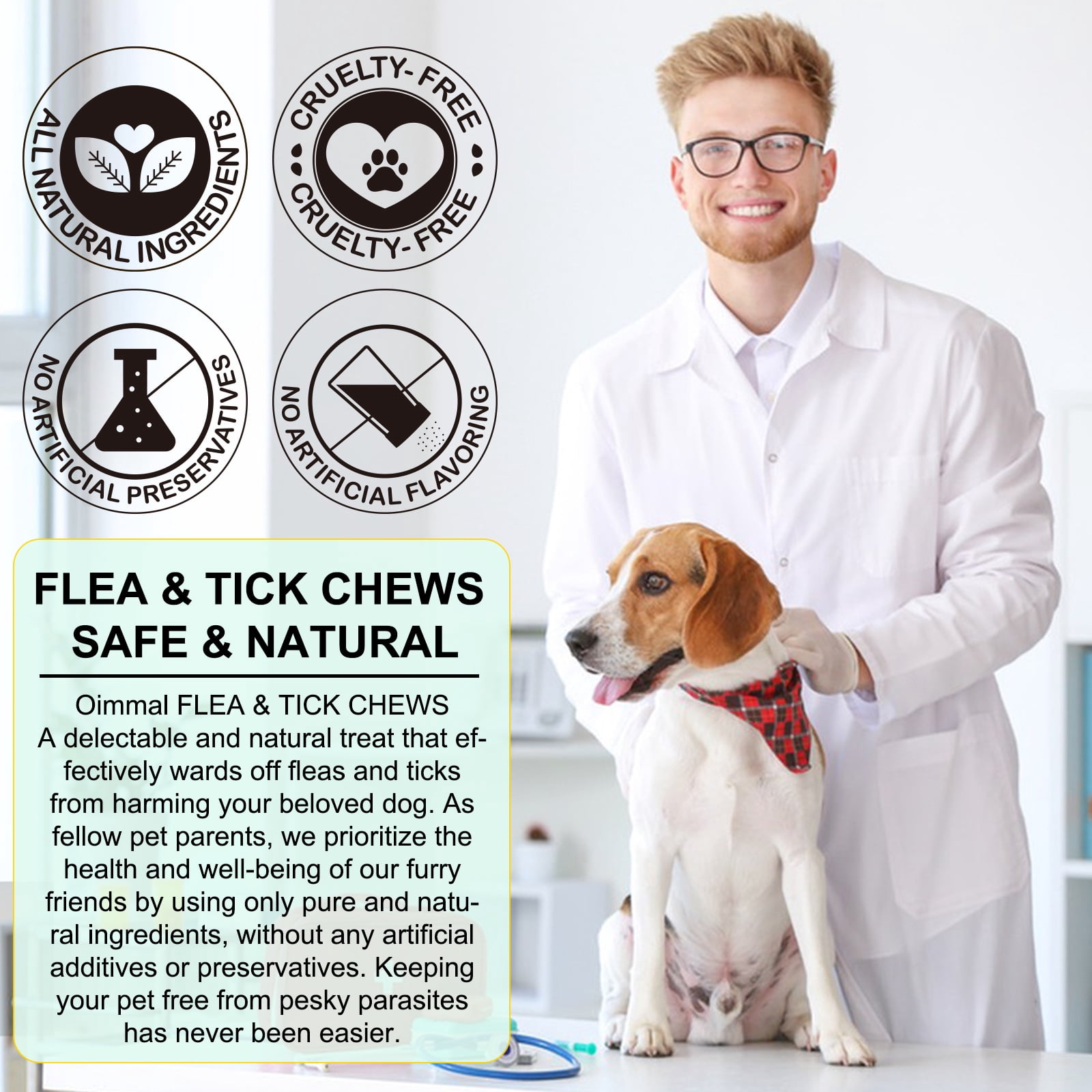 Oimmal Dog Digestive Care Chew Treats - 60 Soft Chews with Brewer's Yeast - All Natural Support for Dogs - Peking Duck Flavor 5Pack