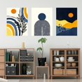 thumbnail image 5 of Boho Sun Moon Wall Art Prints Boho Wall Decor Mid Century Modern Wall Art Set of 3 Black Yellow Blue Mountain Art Minimalist Geometric Artwork for Living Room Bathroom Bedroom Decor 12"x16", 5 of 6
