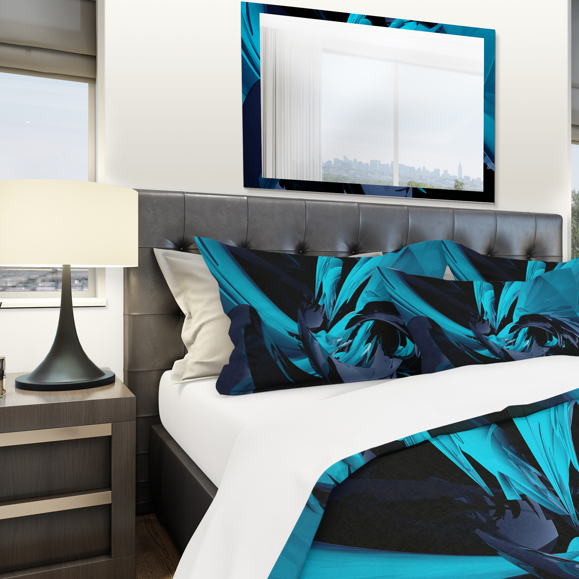 Designart 'Cyan and Grey Mixer' Modern & Contemporary Duvet Cover Set