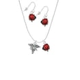 thumbnail image 2 of Delight Jewelry Silvertone Caduceus - CNA Red Lucky Ladybug Necklace and Dangle Earrings Set, 2 of 6