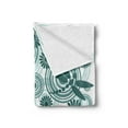 thumbnail image 2 of Dragonfly Soft Flannel Fleece Throw Blanket, Abstract Circular Spiral Flowers Chamomile Daisy Modern Print, Cozy Plush for Indoor and Outdoor Use, 50" x 70", Petrol Blue White, by Ambesonne, 2 of 5