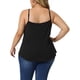 thumbnail image 3 of Camiseta sin mangas de encaje en la parte delantera para mujeres de talla grande, con tirantes finos, escote en V, talla 1X, color negro, 3 of 6