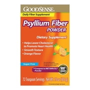 GS Natural Psyllium Fiber Powder, Orange, Sugar Free, 72 Servings, 15 Oz