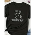 thumbnail image 2 of Cat Print Crew Neck T-Shirt, Casual Short Sleeve T-Shirt For Spring & Summer, Women's Clothing, Ladies Comfy Tees, Casual Sporty Tee, Summer Gifts, 2 of 6