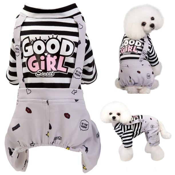 Ropa para perros Mono a rayas Camisa para cachorros, Pijamas para perros lindos Mono Abrigo Mono Mono Ropa cómoda y suave Disfraz M