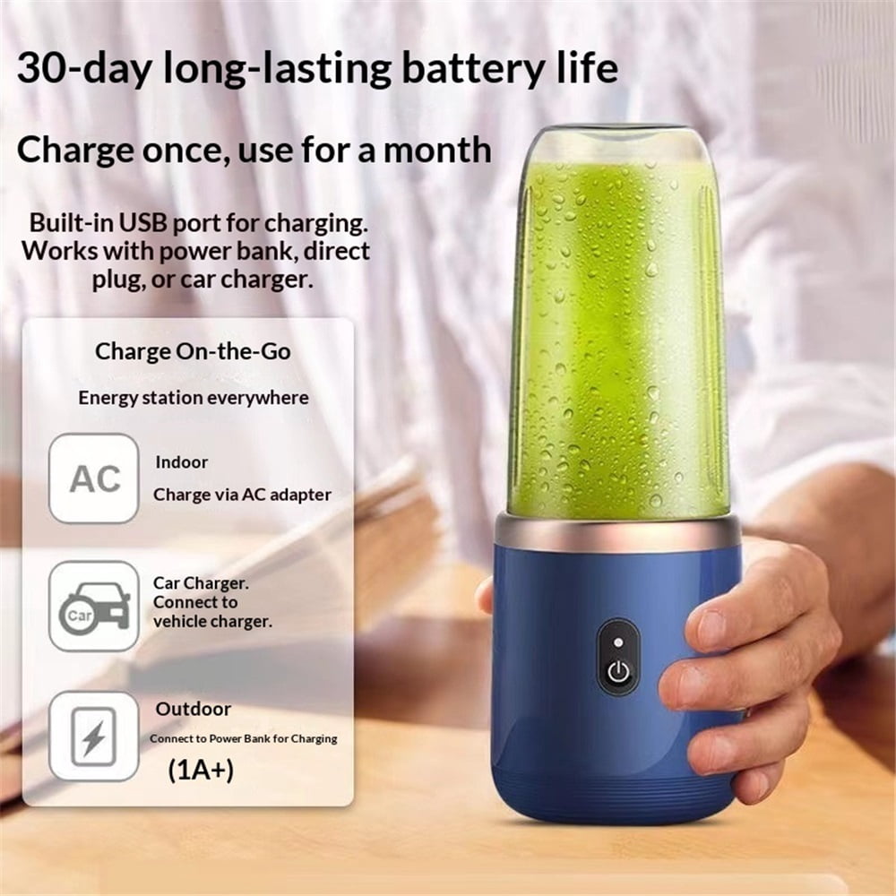 Portable Blender, Personal Blender USB Rchargeable, Mini Blender for Shakes and Smoothies,Portable Fruit Veggie Juicer Cup With 6 Blades and Travel Lid, Handheld Blender for Travel Gym（Only cups）