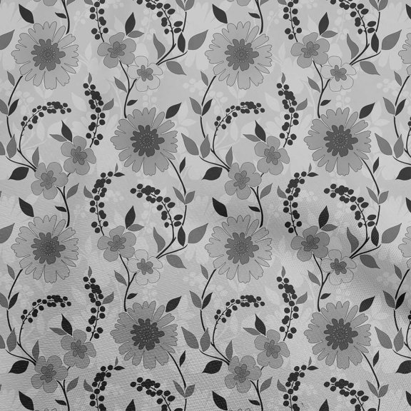 oneOone Polyester Spandex Gray Fabric Florals Sewing Craft Projects Fabric Prints By Yard 56 Inch Wide