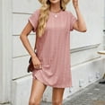 thumbnail image 2 of Staron Robes d'Été pour Femmes en Liquidation à Moins de 10 $ Broderie Anglaise Ligne A Col Ras du Cou Robes Fluides de Plage avec Poche Décontractées Manches Courtes Amples Rose TG, 2 of 7