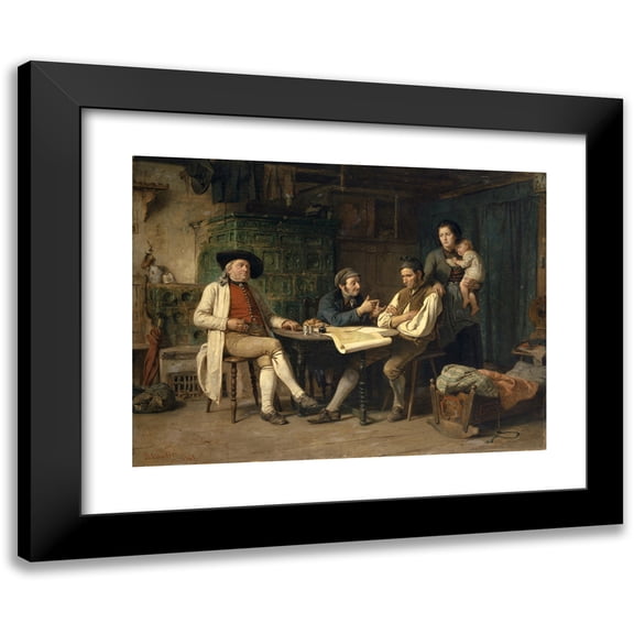 Benjamin Vautier 14x11 Black Modern Framed Museum Art Print Titled - The Peasant in Debt (1865)
