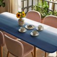 thumbnail image 3 of Navy Blue Ombre Table Cloths for 8 Foot Rectangle Tables, Modern Abstract Art Texture Patio Waterproof Elastic Fitted Tablecloths, Washable Rectangular Table Cover for Camping, 3 of 8