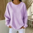 thumbnail image 6 of AKOEE Striped Sweatshirts for Women Crewneck Baggy Pullover Long Sleeve Tops Casual Loose Fall Winter Sweaters (L, Purple), 6 of 8
